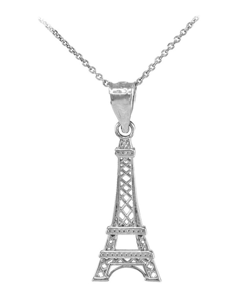 Fine 925 Sterling Silver Eiffel Tower Pendant Necklace 16.0 Inches $13.80 Necklaces