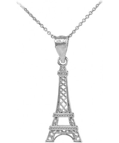 Fine 925 Sterling Silver Eiffel Tower Pendant Necklace 16.0 Inches $13.80 Necklaces