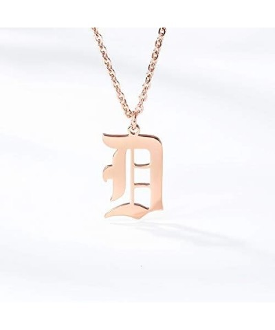 Old English Font Initial Letter Necklace Stainless Steel Alphabet Pendant Birthday Gift for Women MZ-NE-rose gold--B $11.26 N...