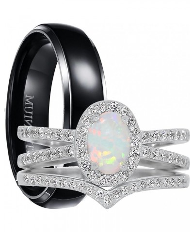 His and Her Wedding Set TRIO 3 PCS Matching Couples Rings Bridal Engagement Bands Set Him Her Her 10 - His 11 $39.90 Sets