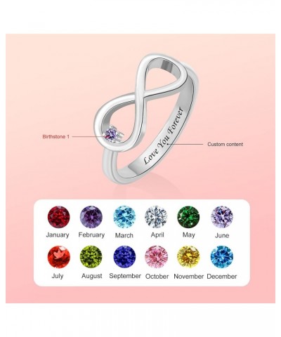 Personalized Sterling Silver Engraved Birthstone Infinite Rings for Mom With 1-10 Birthstones Custom Jewelry Gifts Family Rin...