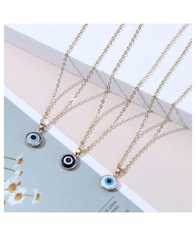 2 Pcs Evil Eye Necklace Third Blue Eyes Amulet Pendant Dainty Ojo Gold Chain Necklace Kabbalah Protection Adjustable Fashion ...