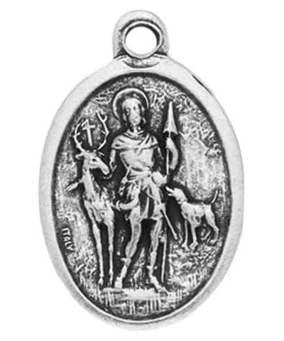 Small Oval Catholic Patron Saint Medal Bulk Silver Oxidized Medal Charm, Pack of 5 Medals St. Hubert $8.15 Pendants