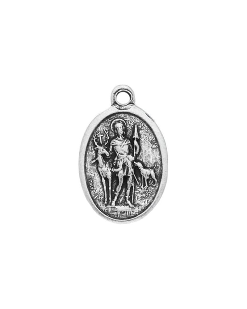 Small Oval Catholic Patron Saint Medal Bulk Silver Oxidized Medal Charm, Pack of 5 Medals St. Hubert $8.15 Pendants