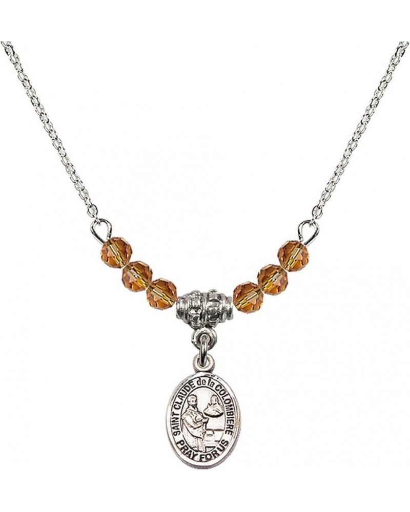 November Birth Month Bead Necklace with Catholic Patron Saint Petite Charm, 18 Inch Saint Claude de la Colombiere $32.44 Neck...