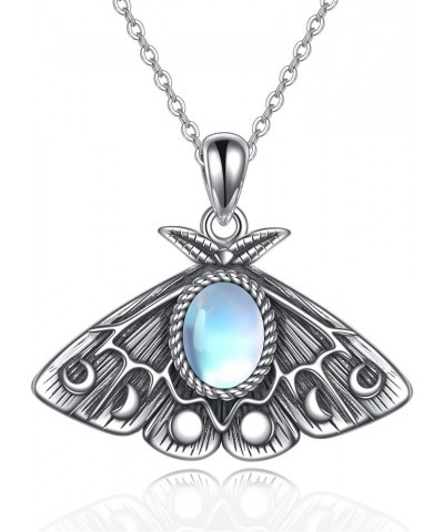 Moth Moonstone Necklace Sterling Silver Moth Pendant Witchy Jewelry for Women Moon Girls Moth Necklace $19.74 Necklaces