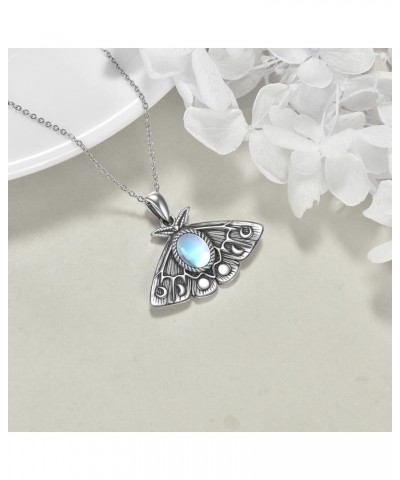 Moth Moonstone Necklace Sterling Silver Moth Pendant Witchy Jewelry for Women Moon Girls Moth Necklace $19.74 Necklaces