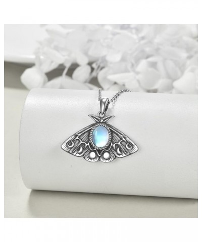 Moth Moonstone Necklace Sterling Silver Moth Pendant Witchy Jewelry for Women Moon Girls Moth Necklace $19.74 Necklaces