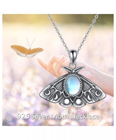 Moth Moonstone Necklace Sterling Silver Moth Pendant Witchy Jewelry for Women Moon Girls Moth Necklace $19.74 Necklaces