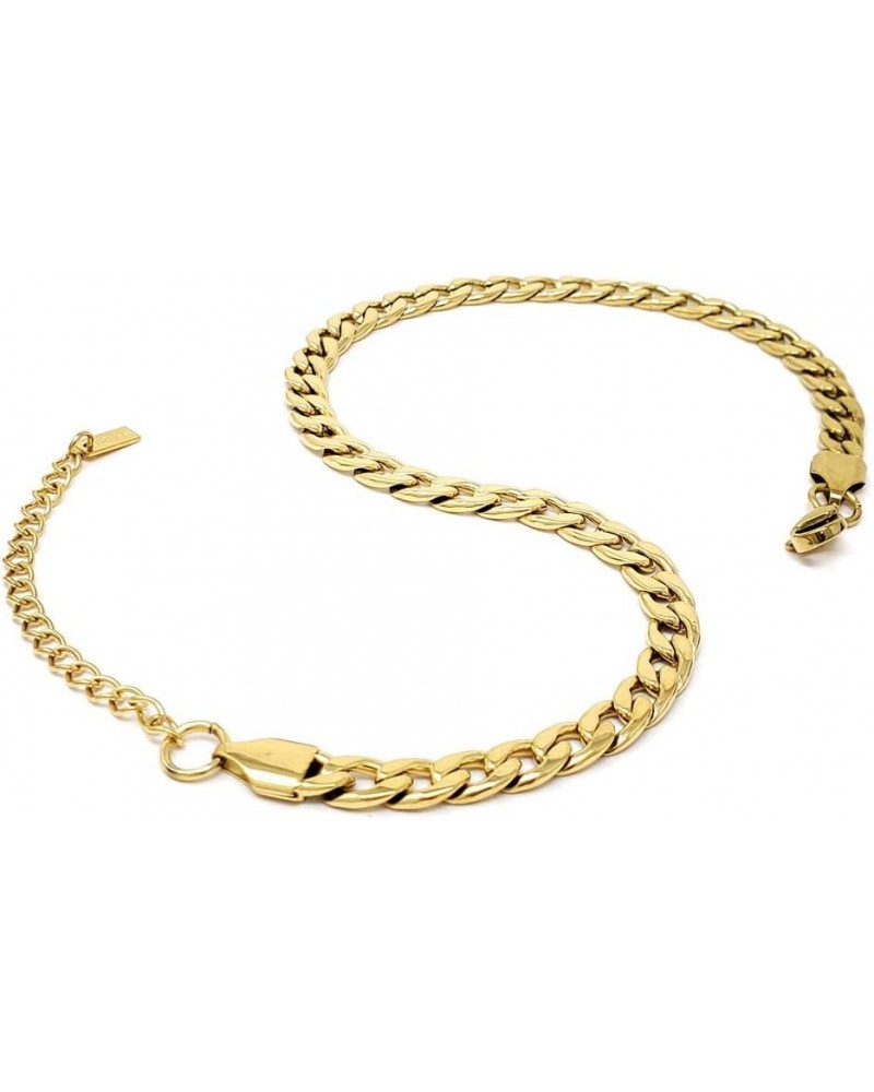 Stainless Steel Chain Anklet for Women Girls Waterproof Jewelry Adjustable Ankle Bracelet Jewelry C: Curb Cuban (Gold 5mm) $1...