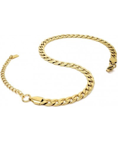 Stainless Steel Chain Anklet for Women Girls Waterproof Jewelry Adjustable Ankle Bracelet Jewelry C: Curb Cuban (Gold 5mm) $1...