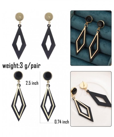 Simple Metal Hollow Geometric Drop Dangle Earring Plating Gold Black Bohemian Dangling Costume Earring For Women Girl Bar Par...