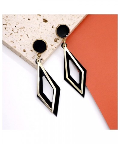 Simple Metal Hollow Geometric Drop Dangle Earring Plating Gold Black Bohemian Dangling Costume Earring For Women Girl Bar Par...