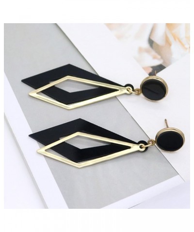 Simple Metal Hollow Geometric Drop Dangle Earring Plating Gold Black Bohemian Dangling Costume Earring For Women Girl Bar Par...