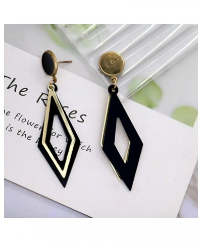 Simple Metal Hollow Geometric Drop Dangle Earring Plating Gold Black Bohemian Dangling Costume Earring For Women Girl Bar Par...