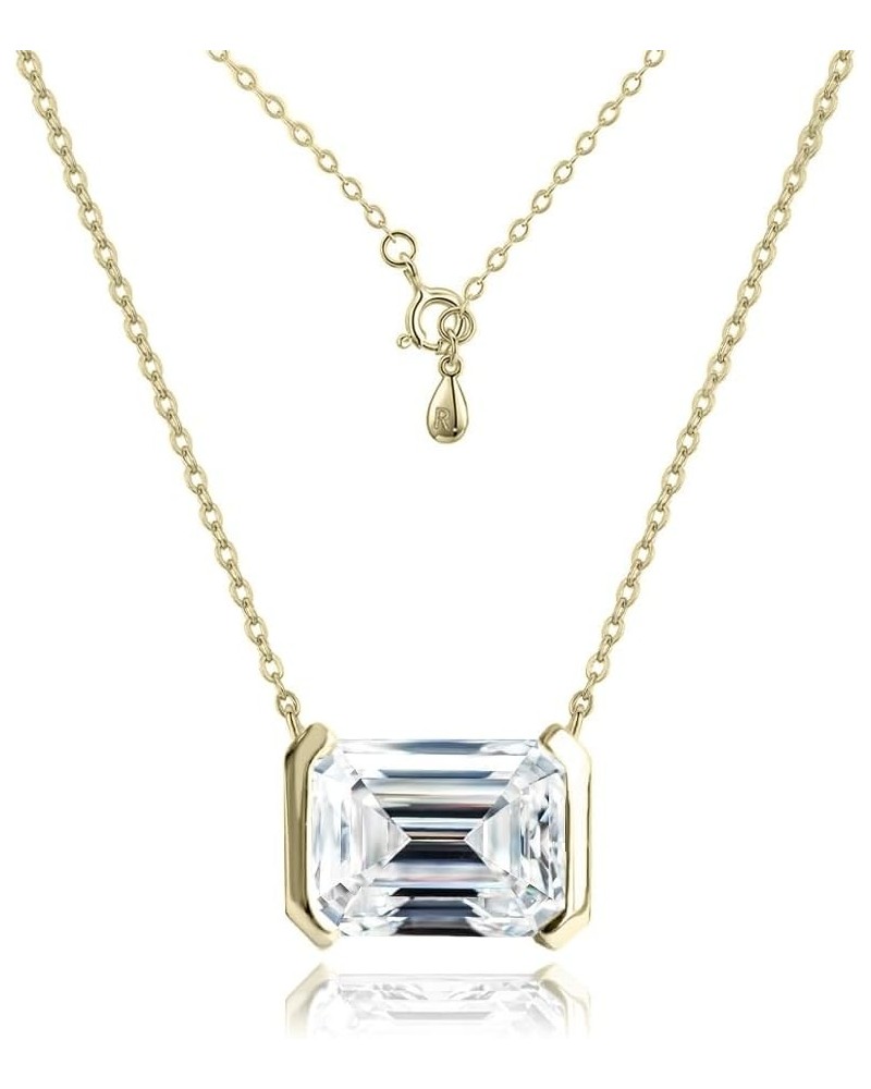 2.0ct Emerald Cut Solitaire Simulated Diamond CZ Pendant Necklace / 18K Gold Plated Sterling Silver Necklace for Women Yellow...