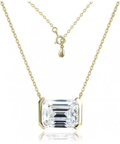 2.0ct Emerald Cut Solitaire Simulated Diamond CZ Pendant Necklace / 18K Gold Plated Sterling Silver Necklace for Women Yellow...