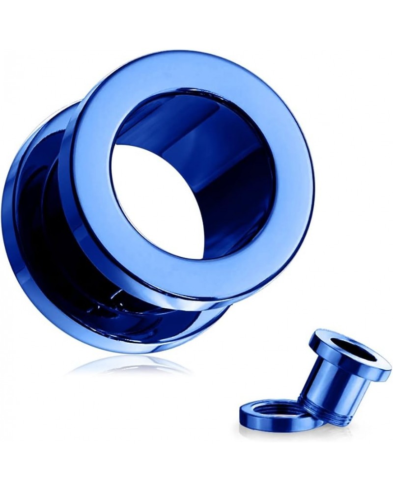 Blue Anodized 316L Surgical Steel Ear Flesh Tunnel - Sold by Piece 1.2 Millimeters $11.03 Body Jewelry