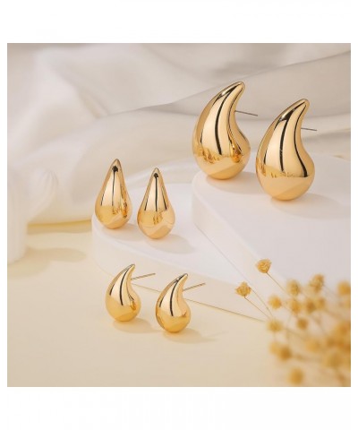 Drop Earring Extra Large Big Chunky Gold Hoop Earrings for Women Girl, Lightweight Hypoallergenic Gold Plated Earrings Fashio...