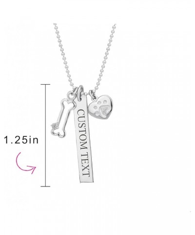 Personalized BFF Animal Pet Dog Cat Puppy Kitten Heart Dog Bone Charm Paw Prints Dog Tag Pendant Necklace For Women Teen Rose...