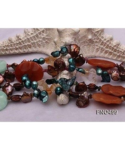 JYX Brown Coin Freshwater Pearl with Cirtine and Gemstone Opera Necklace $32.44 Necklaces