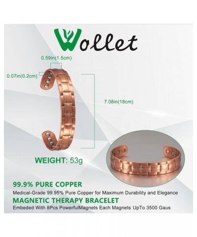 99.9% Pure Copper Bracelets for Women Men Magnetic with 6 Magnets Adjustable Bangles Jewelry Gift $10.45 Bracelets