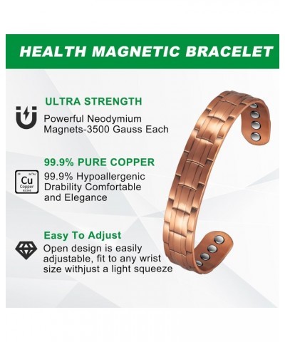 99.9% Pure Copper Bracelets for Women Men Magnetic with 6 Magnets Adjustable Bangles Jewelry Gift $10.45 Bracelets