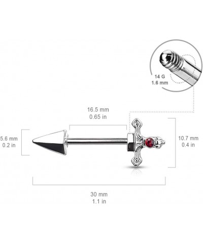 14GA 316L Stainless Steel Red Gem Set Dagger Nipple Barbells, Sold as A Pair Gold Tone $9.43 Body Jewelry