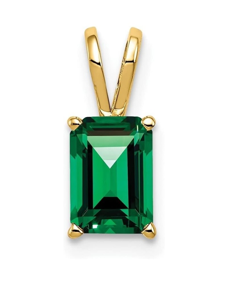 14K Yellow Gold 8x6mm Emerald Cut Gemstone Pendant for Women mount st. helens $65.10 Pendants