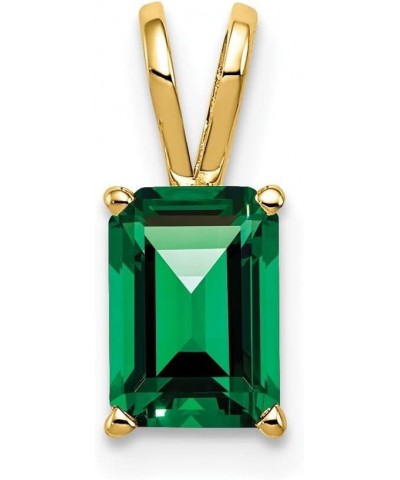 14K Yellow Gold 8x6mm Emerald Cut Gemstone Pendant for Women mount st. helens $65.10 Pendants