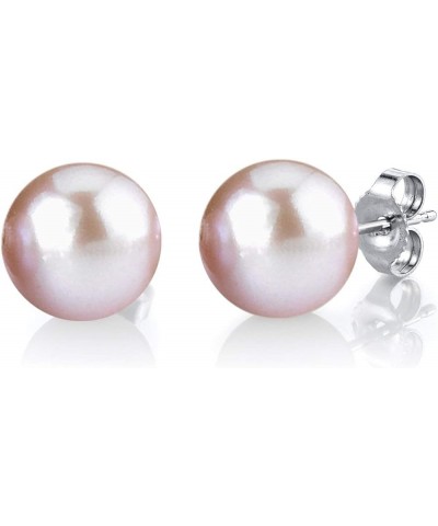 Pink Freshwater Cultured Pearl Earrings for Women with 925 Sterling Silver - 7.0mm $38.44 Earrings