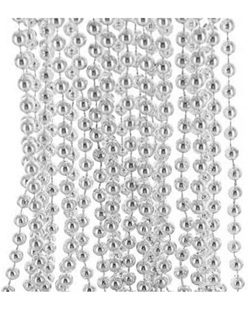 33" Round Metallic Gold and Silver Beads Mardi Gras Necklaces (Pack, 12) Silver $6.59 Necklaces