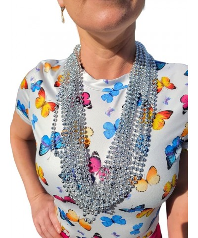 33" Round Metallic Gold and Silver Beads Mardi Gras Necklaces (Pack, 12) Silver $6.59 Necklaces