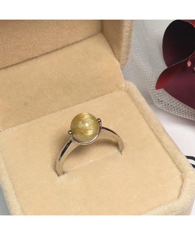 Natural Golden Rutilated Quartz Round bead Ring, Solid 925 Sterling Silver Statement Ring, Stylish Ring, Adorable Ring, Gifts...