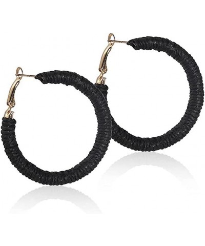 Rattan hoop Earrings Boho Raffia Woven Wicker Hoop Earrings Handmade Fashion Retro Rattan Earrings for Women Big Circle Dangl...