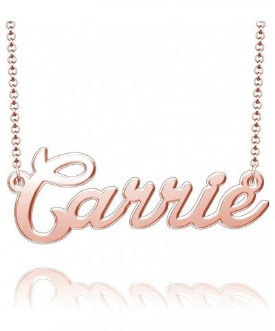 Sterling Silver Pendant Customized Plate Personalized Name Necklace Gift for Women Couple Carrie Rose Gold $10.49 Necklaces