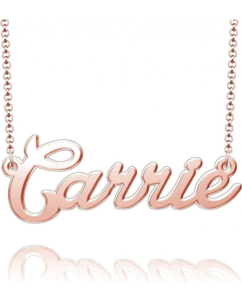 Sterling Silver Pendant Customized Plate Personalized Name Necklace Gift for Women Couple Carrie Rose Gold $10.49 Necklaces