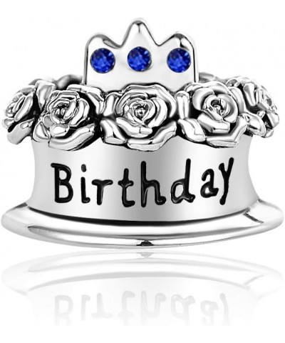 Happy Birthday Cake Bead Charm Bracelets Birthstone Crown Silver Roses Jewelry Charm Bracelet Friends Sister Daughter Grandda...