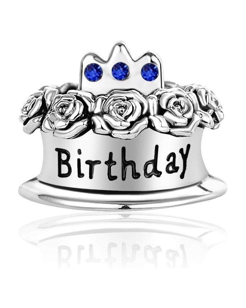 Happy Birthday Cake Bead Charm Bracelets Birthstone Crown Silver Roses Jewelry Charm Bracelet Friends Sister Daughter Grandda...