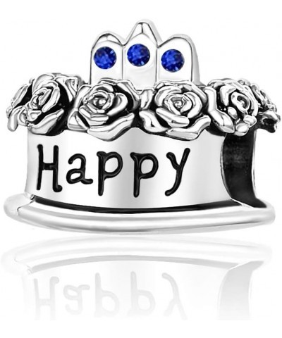 Happy Birthday Cake Bead Charm Bracelets Birthstone Crown Silver Roses Jewelry Charm Bracelet Friends Sister Daughter Grandda...