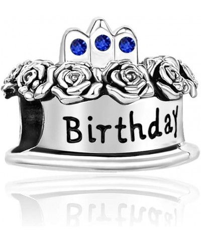 Happy Birthday Cake Bead Charm Bracelets Birthstone Crown Silver Roses Jewelry Charm Bracelet Friends Sister Daughter Grandda...