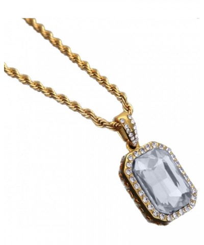 Square Ruby Red Gem Stone Pendant Charm and Gold Rope Chain Necklace Mini-Pendant Style white pendant $9.34 Necklaces