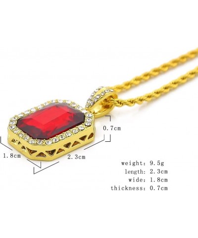 Square Ruby Red Gem Stone Pendant Charm and Gold Rope Chain Necklace Mini-Pendant Style white pendant $9.34 Necklaces