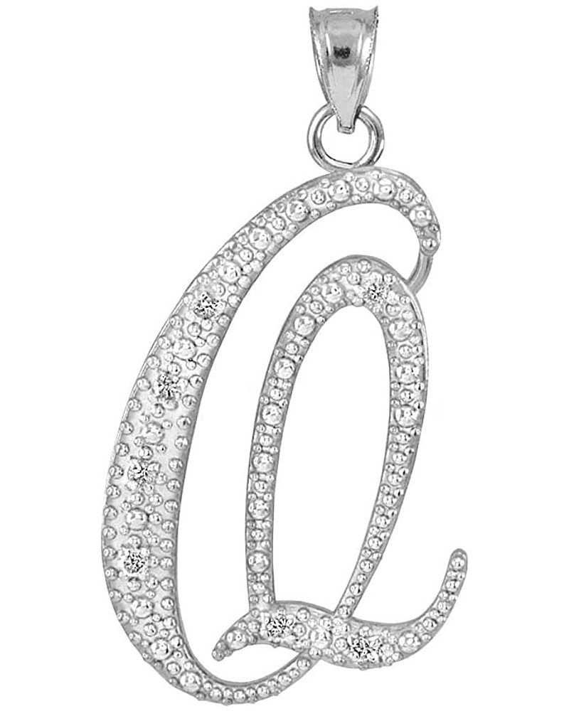 14K Gold Diamond Accented Fine Dangling Cursive Initial A-Z Charm 3/4" Pendant (J-K Color, I1-I2 Clarity) - Choice of Initial...