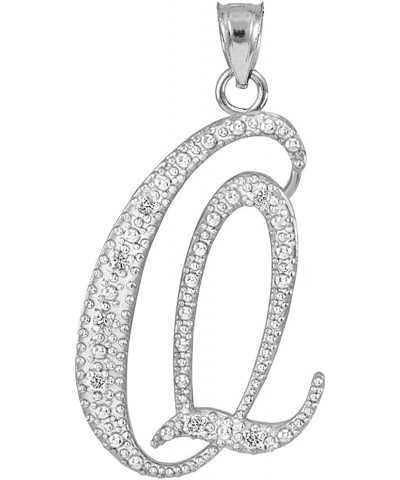 14K Gold Diamond Accented Fine Dangling Cursive Initial A-Z Charm 3/4" Pendant (J-K Color, I1-I2 Clarity) - Choice of Initial...