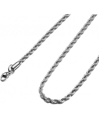 Twist Chain Necklace - Stainless Steel Rope Jewelry for Men & Women 36 Inches 5mm Wide $9.71 Necklaces