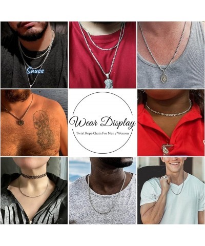 Twist Chain Necklace - Stainless Steel Rope Jewelry for Men & Women 36 Inches 5mm Wide $9.71 Necklaces