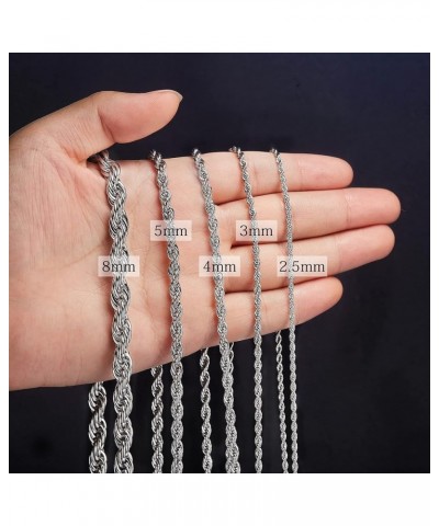 Twist Chain Necklace - Stainless Steel Rope Jewelry for Men & Women 36 Inches 5mm Wide $9.71 Necklaces