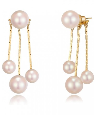 Elegant Simulated Pearl Crystal/Cubic Zirconia Dangle Earrings for Women Bride F-Pink silver tone (Stud) $11.59 Earrings