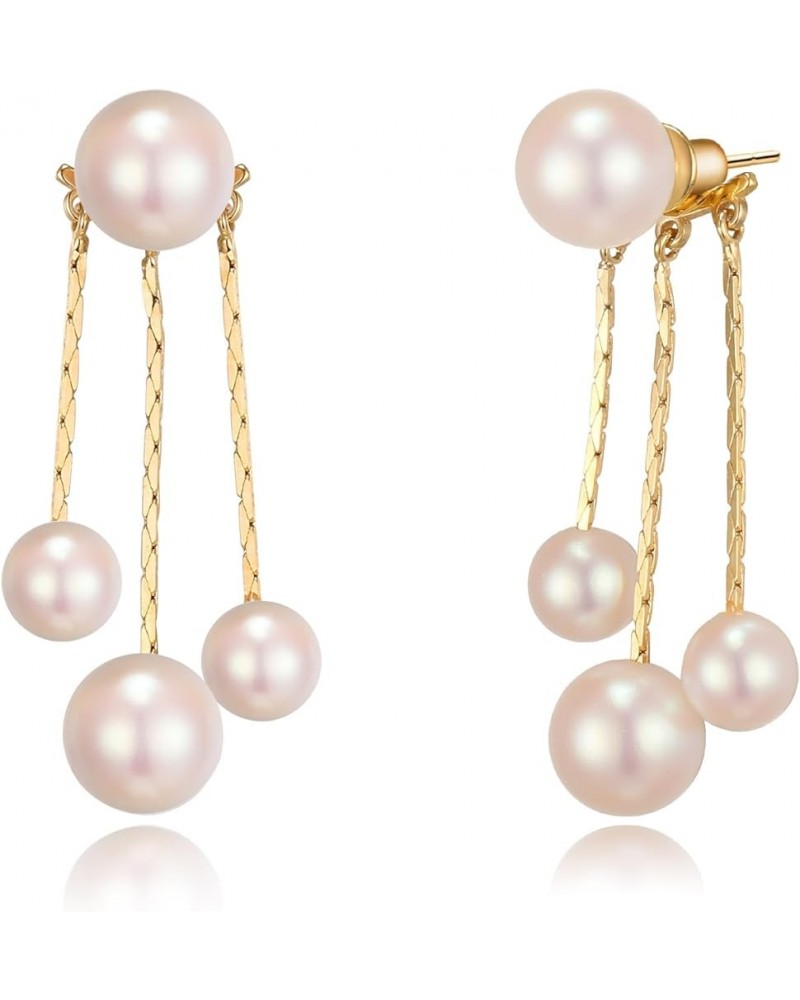 Elegant Simulated Pearl Crystal/Cubic Zirconia Dangle Earrings for Women Bride F-Pink silver tone (Stud) $11.59 Earrings